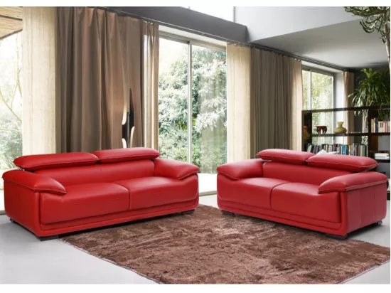 Canapé 2 places en cuir MACELO - Rouge
