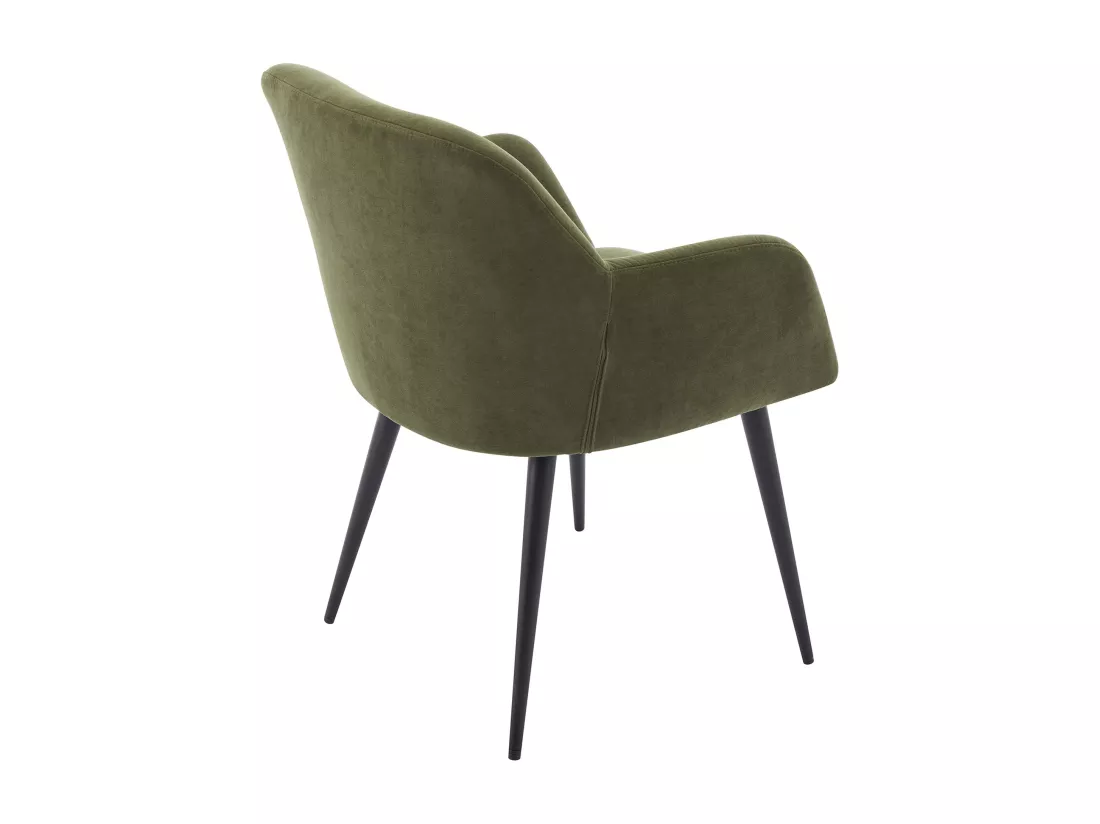 Lot de 6 chaises avec accoudoirs en tissu et métal noir - Vert - HEKA