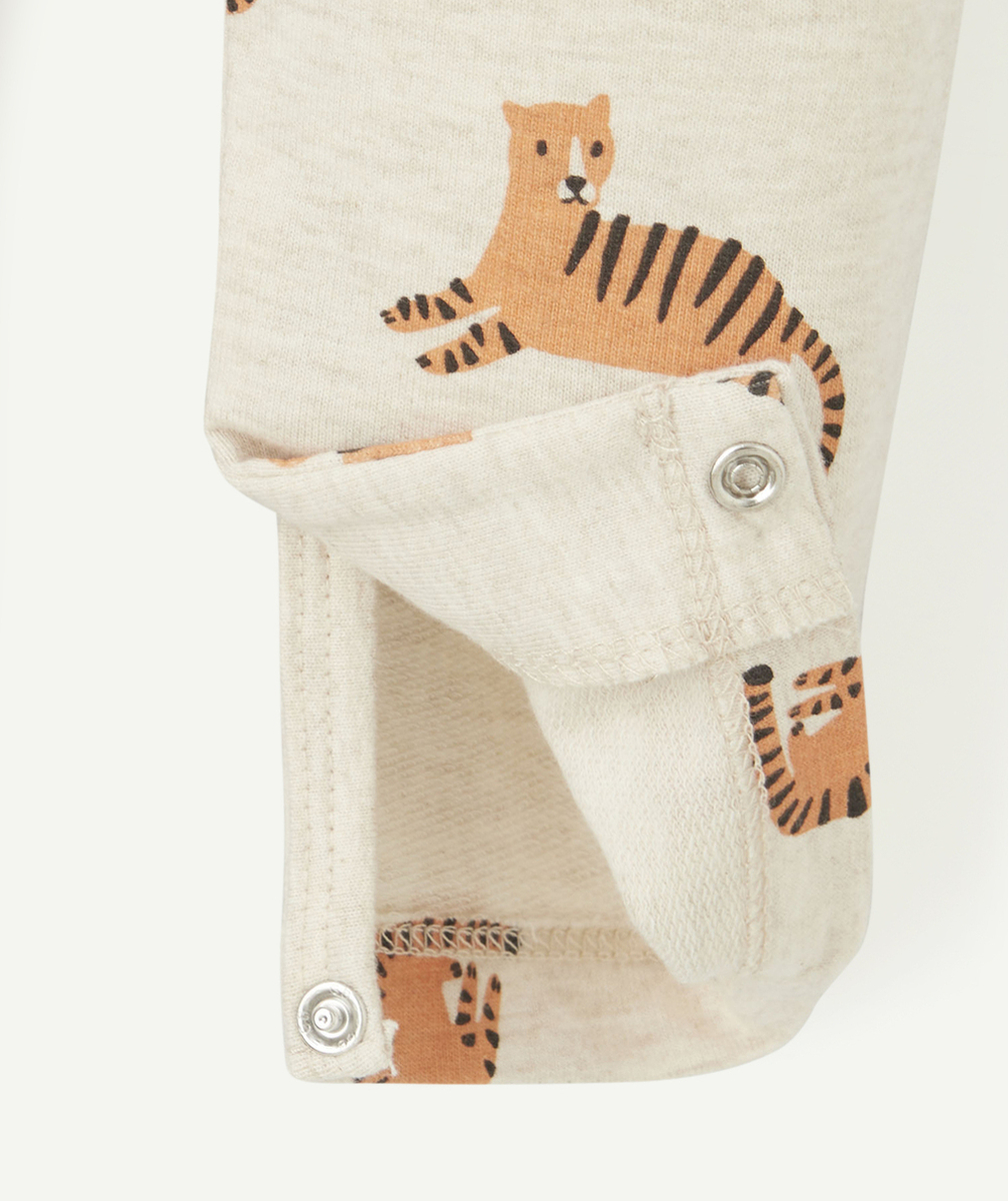 DORS BIEN SANS PIEDS EN COTON BIO BEIGE AVEC IMPRIMÉ TIGRE