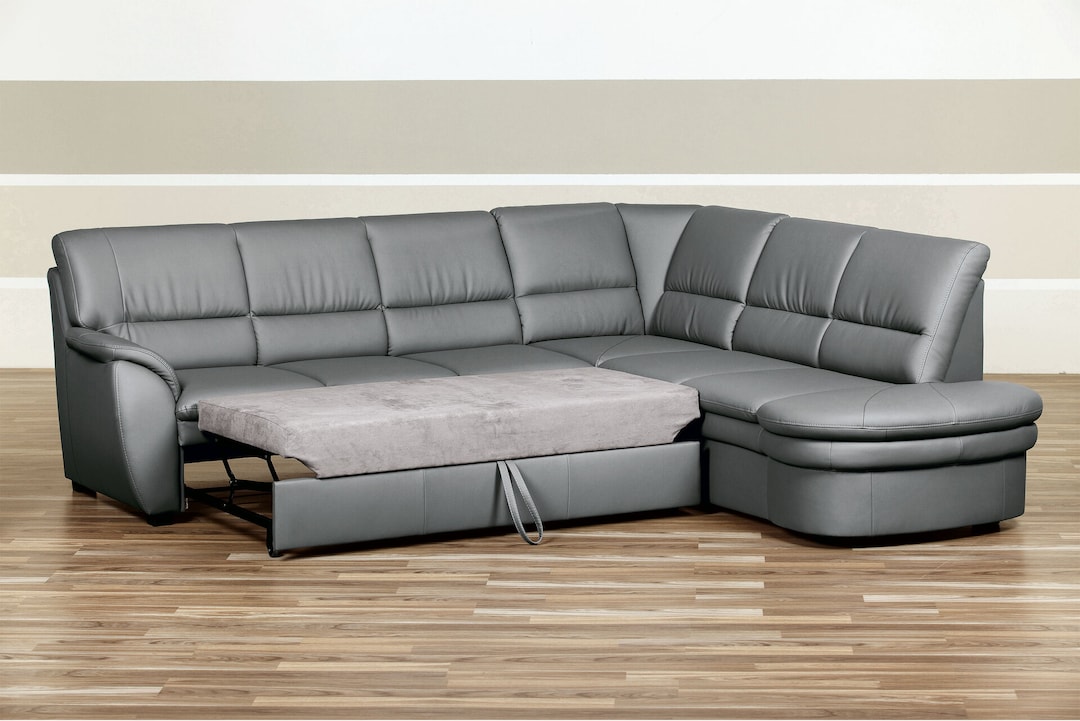 Garnitur Ginger Lederlook Silber ca. 240 x 260 cm