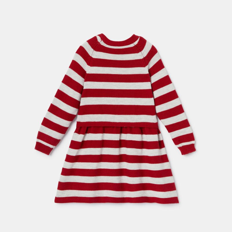 Robe-pull en tricot côtelé rouge bébé fille Absorba Rouge