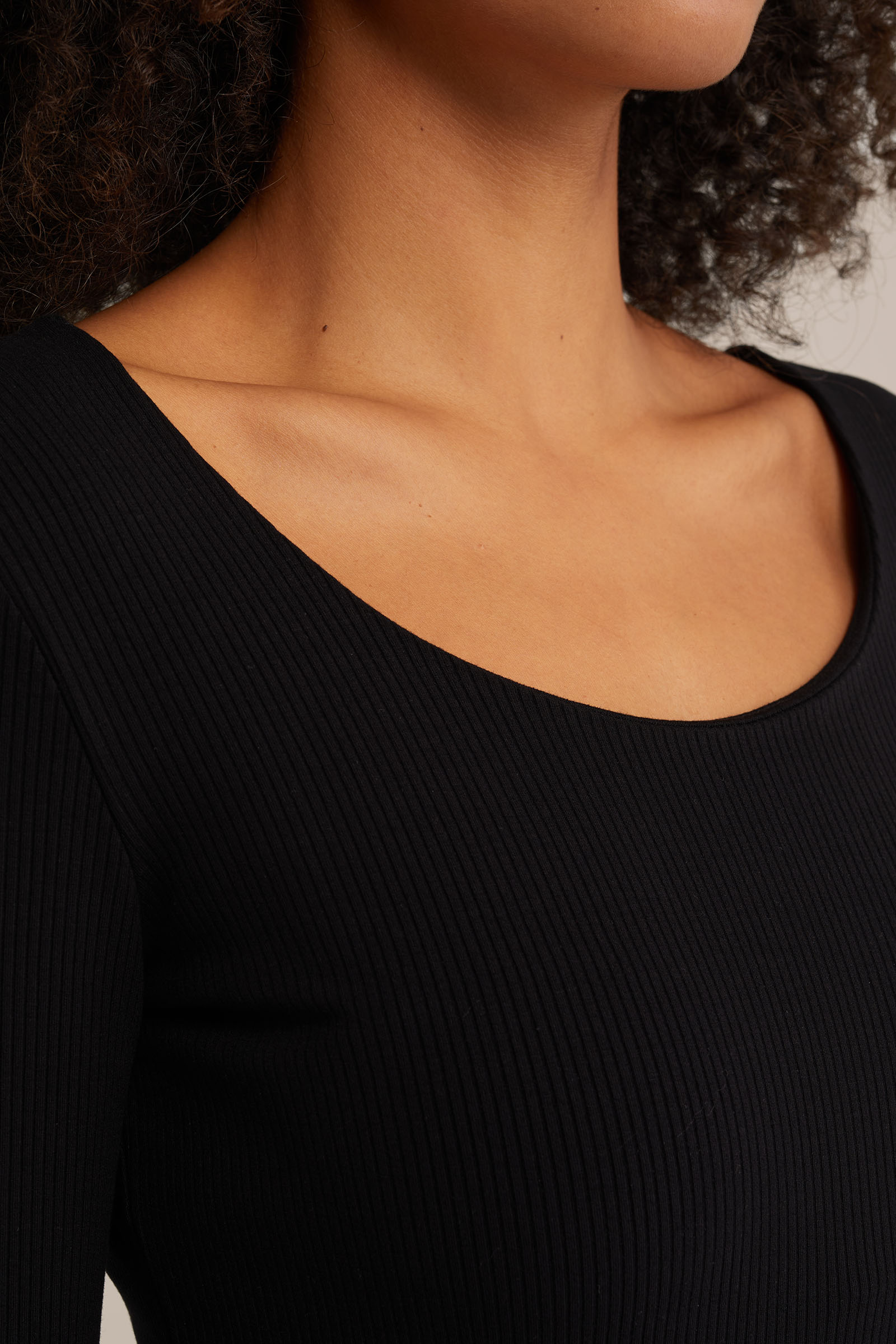 geribd T-shirt WE Fashion Zwart
