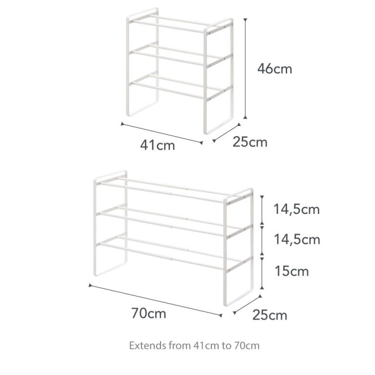 Yamazaki Schoenenrek Uitschuifbaar - Frame - 3 niveaus - Wit