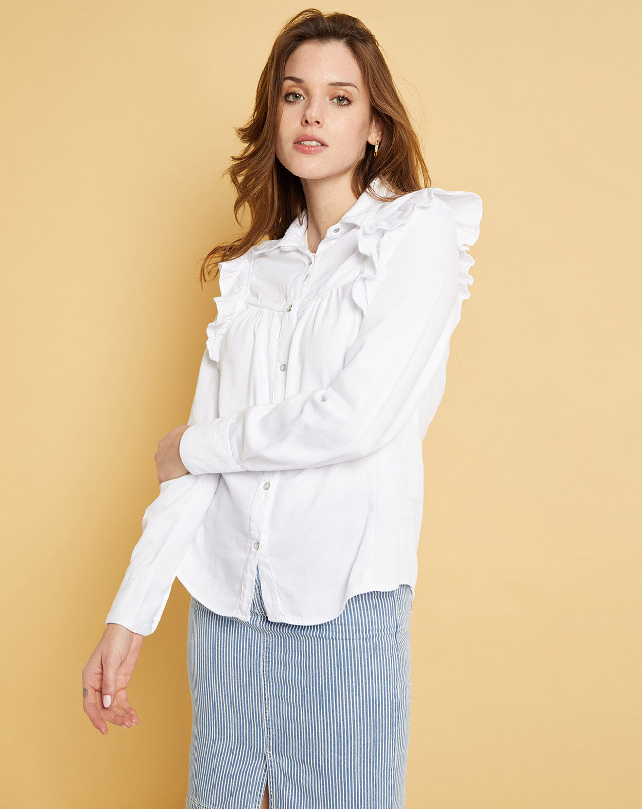 Acquaverde Chemise en jean Natural Gilda blanche