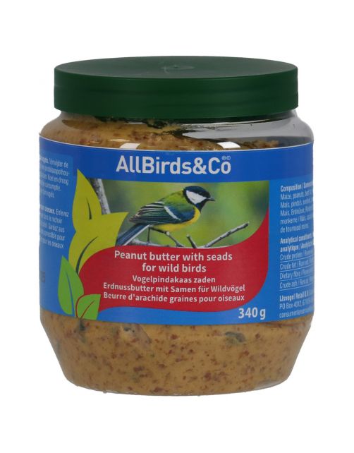 Allbirds&Co Vogelpindakaas Zaden - Tuinvogelvoer - 340 g