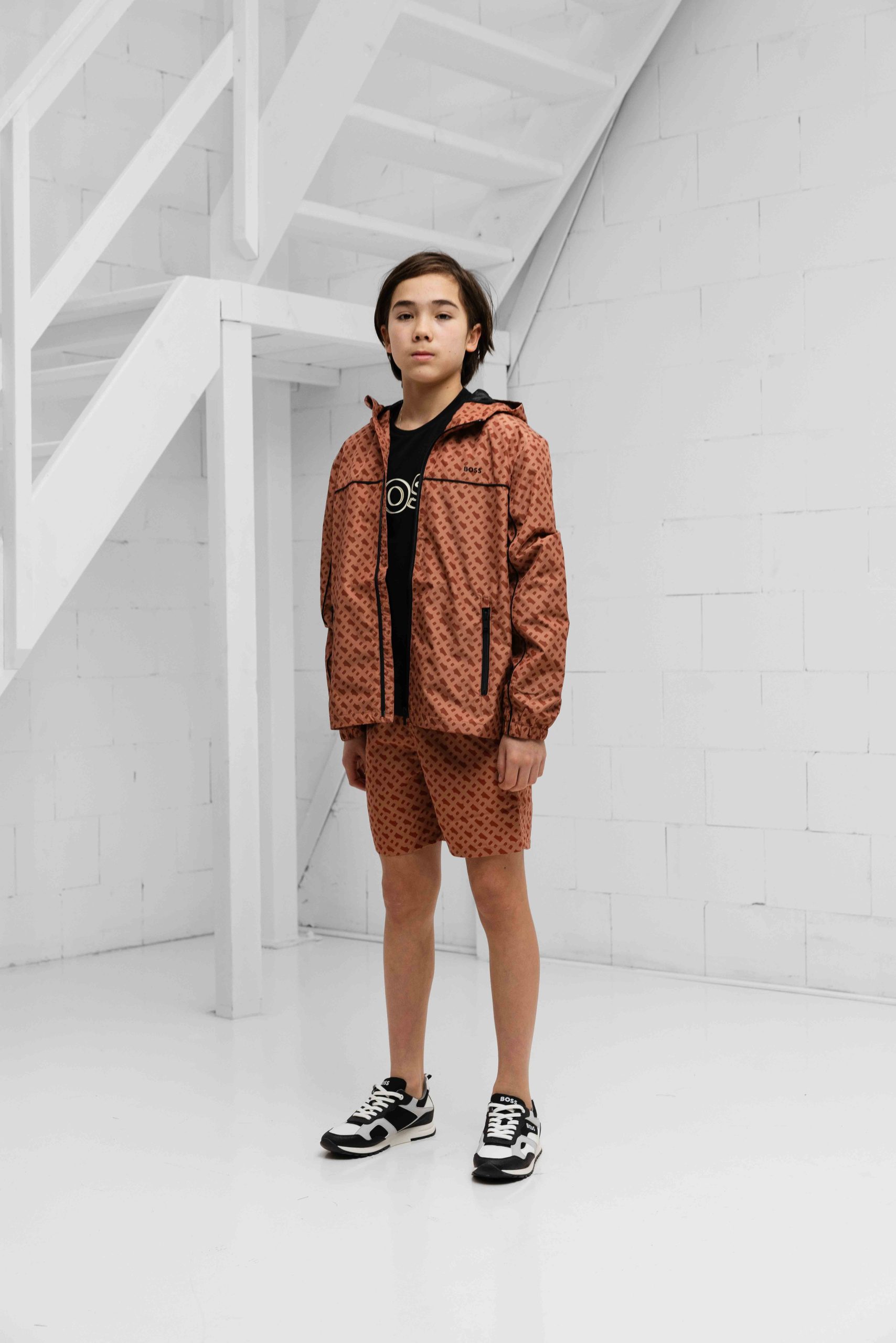 Hugo Boss All Over Print Windbreaker Kids Bruin