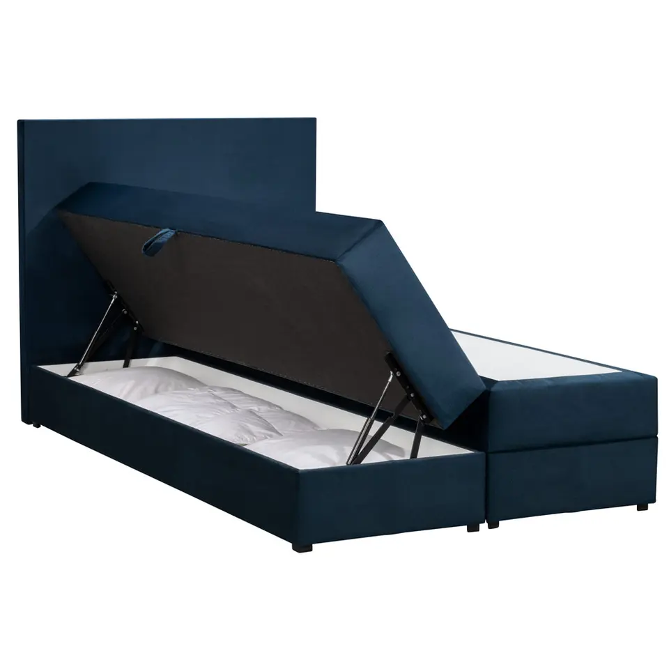Boxspring met opbergruimte Liv egaal - blauw - 120x200 cm