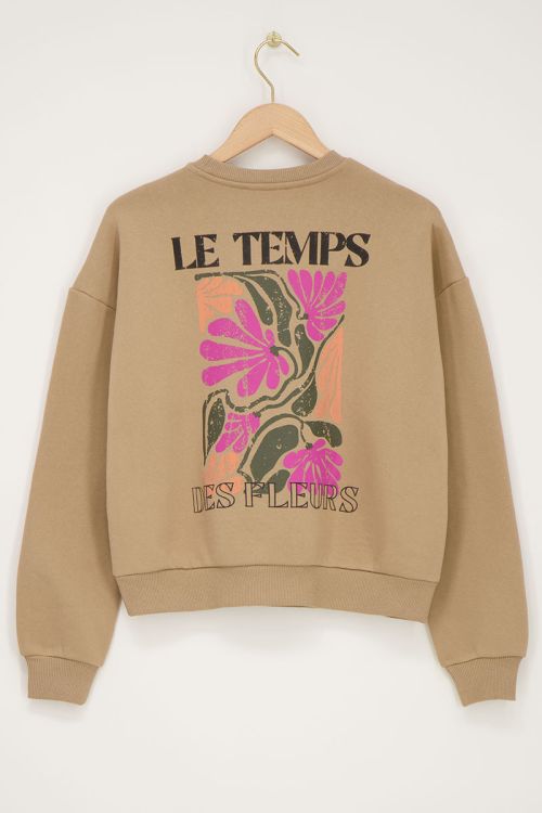 Beige sweater met multikleur ''Le temps''
