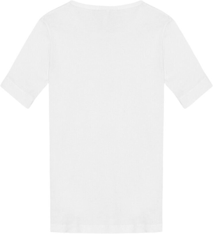 Ganni Soft Cotton Rib Short Sleeve T-Shir Bright white