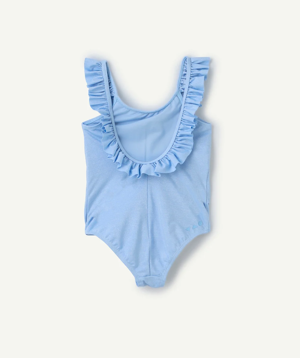 maillot de bain 1 pièce fille en fibres recyclées bleu pailleté
