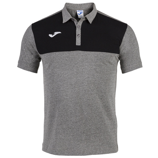 Camisa polo de manga curta Joma Winner, cinza mesclado, preta