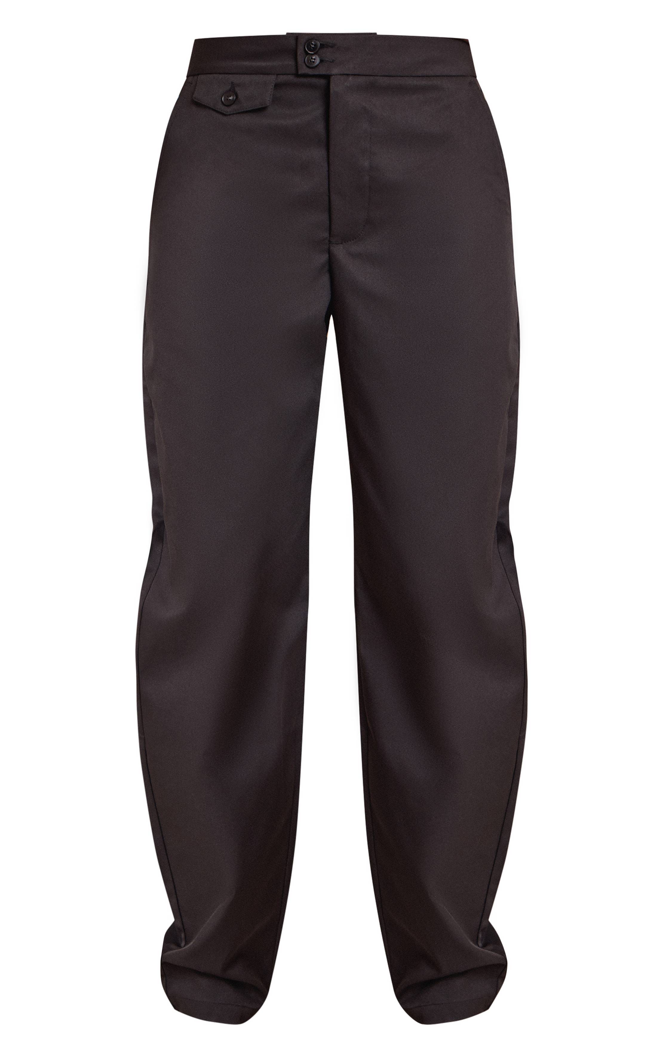 Noir Pantalon Tissé À Boutons Pour Grandes Tailles