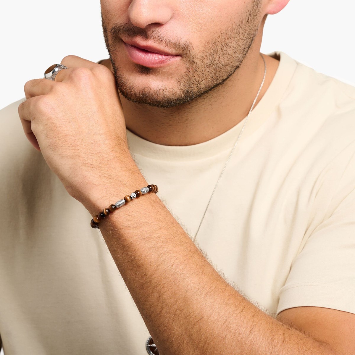Bracelet Thomas Sabo oeil de tigre tête de mort