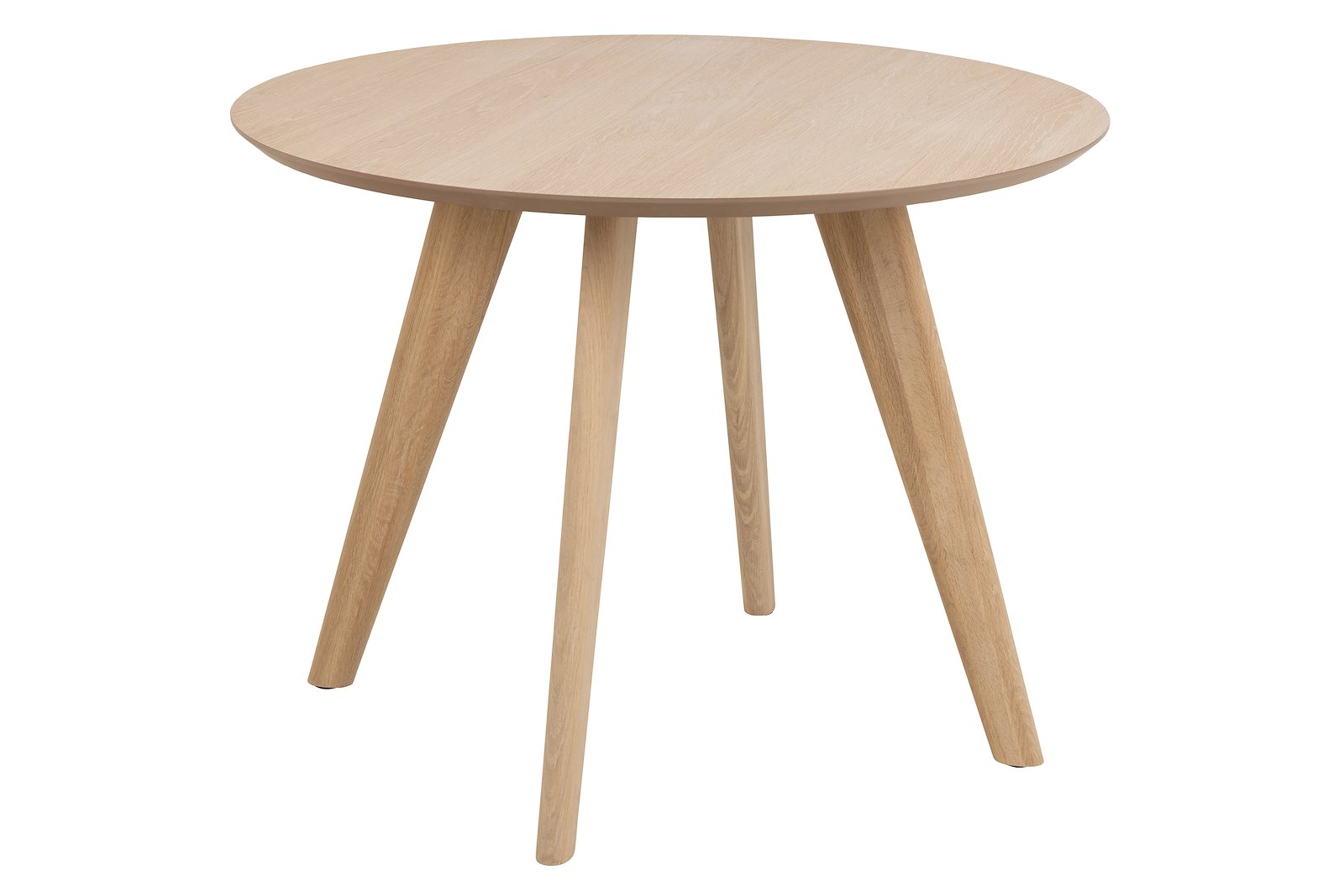 Townsville spisebord Ø100 cm. Hvitoljet eikefinér med ben i heltre eik.