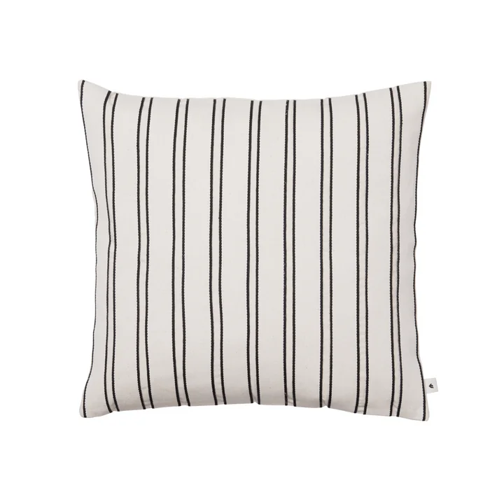 Ferm Living - Twill Kissen, 50 x 50 cm, off-white / schwarz