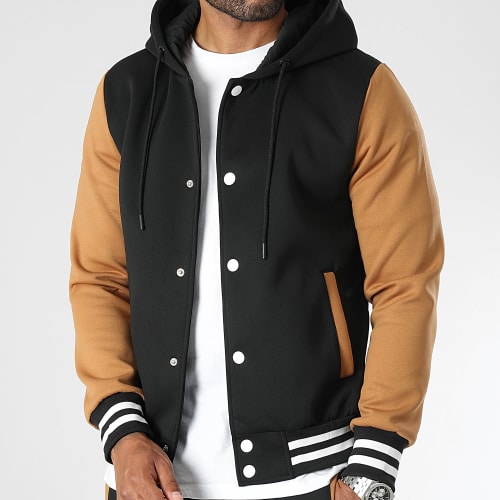 Ensemble Veste Teddy Capuche Et Pantalon Jogging 0121 Noir Camel