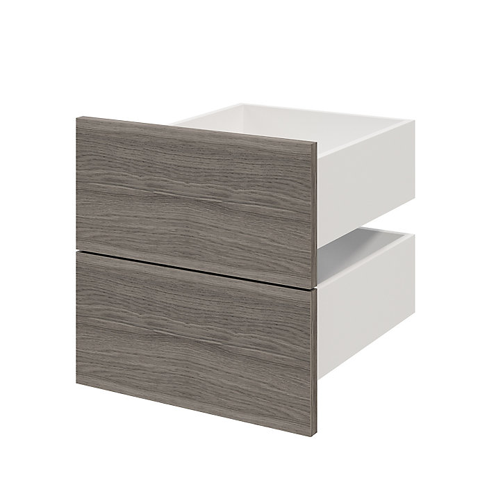 Lot de 2 tiroirs effet chêne grisé GoodHome Atomia H. 18,5 x L. 37,2 x P 39 cm