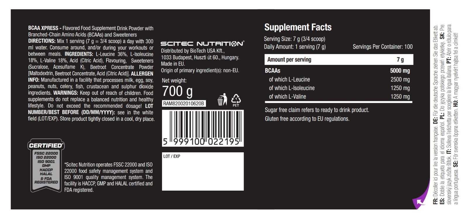 Scitec Nutrition BCAA Xpress 700 g