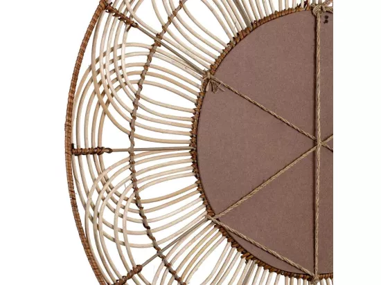 Miroir rond en rotin marron 61x61x03h