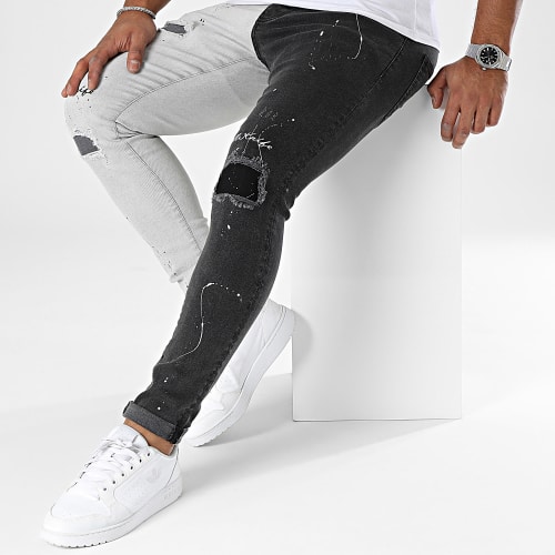 Jean Slim Bicolore Gris Clair Gris Anthracite