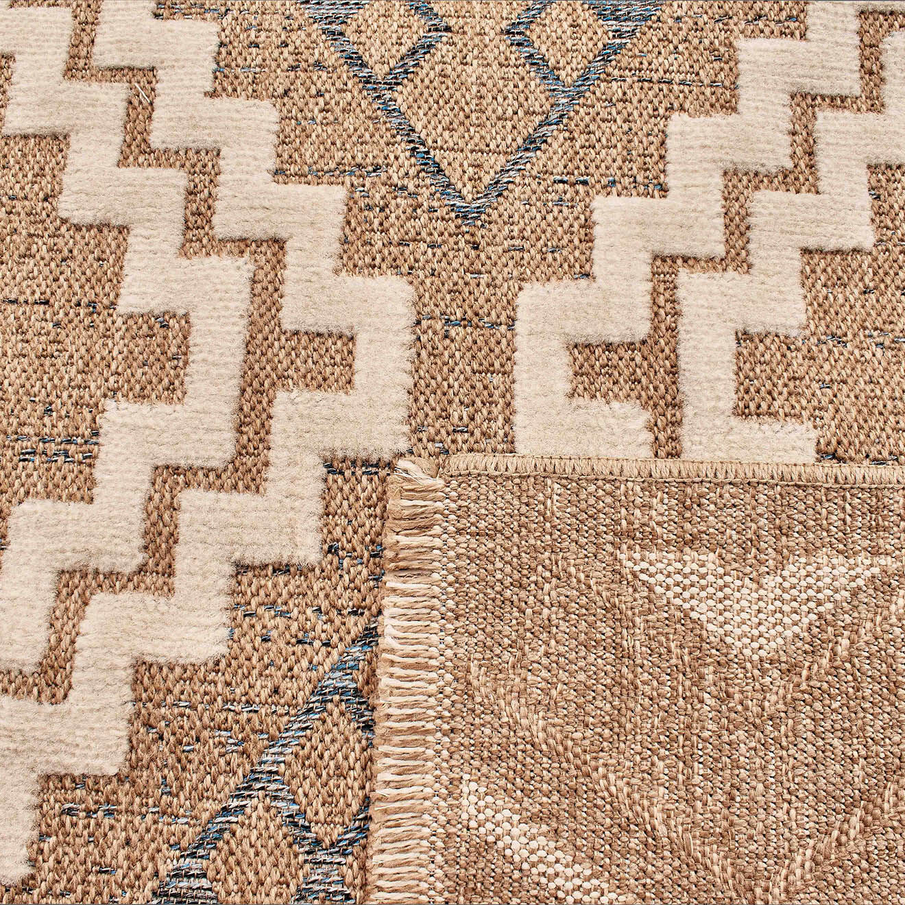 Nazar Rugs Tapis aspect jute TULUM 9054 intérieur & extérieur bleu - 200x290 cm