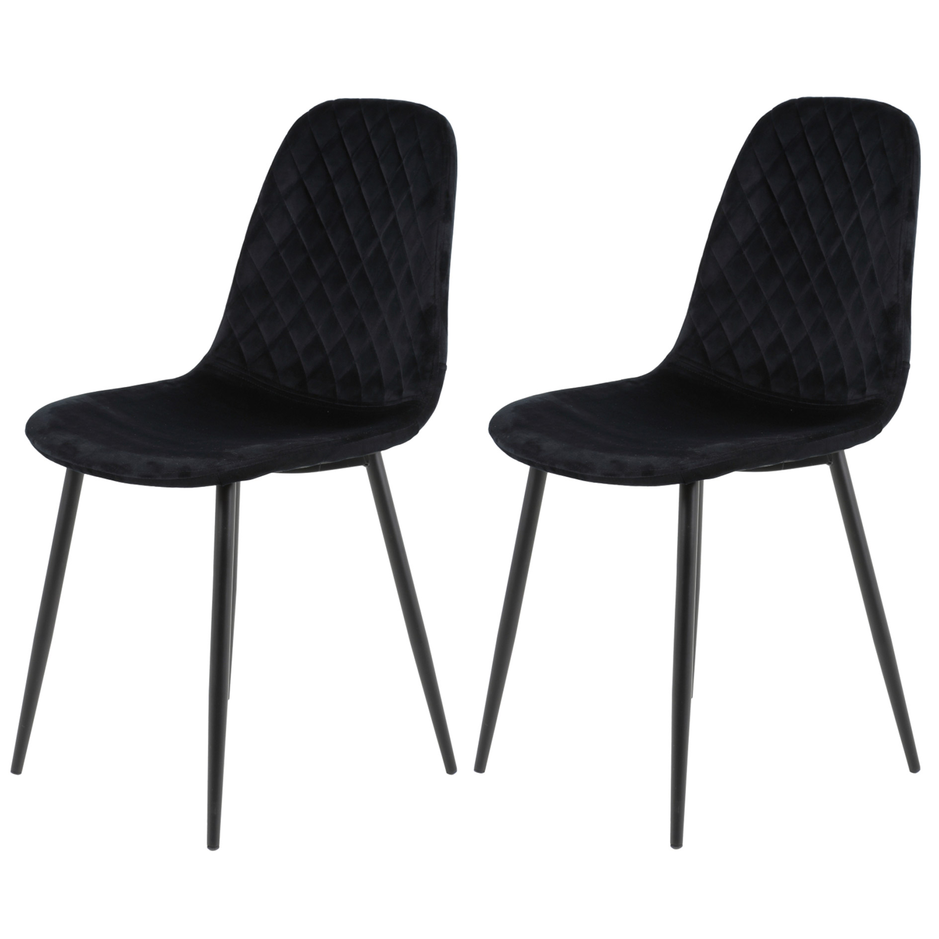 2er-Set Polsterstühle - schwarz - Samtvelours