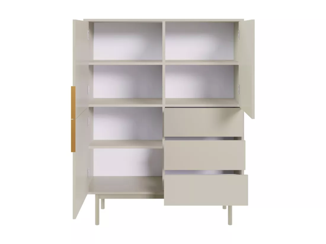 Buffet haut à trois portes - 104 cm - avec trois tiroirs - taupe (gris-beige) - VIVIARO