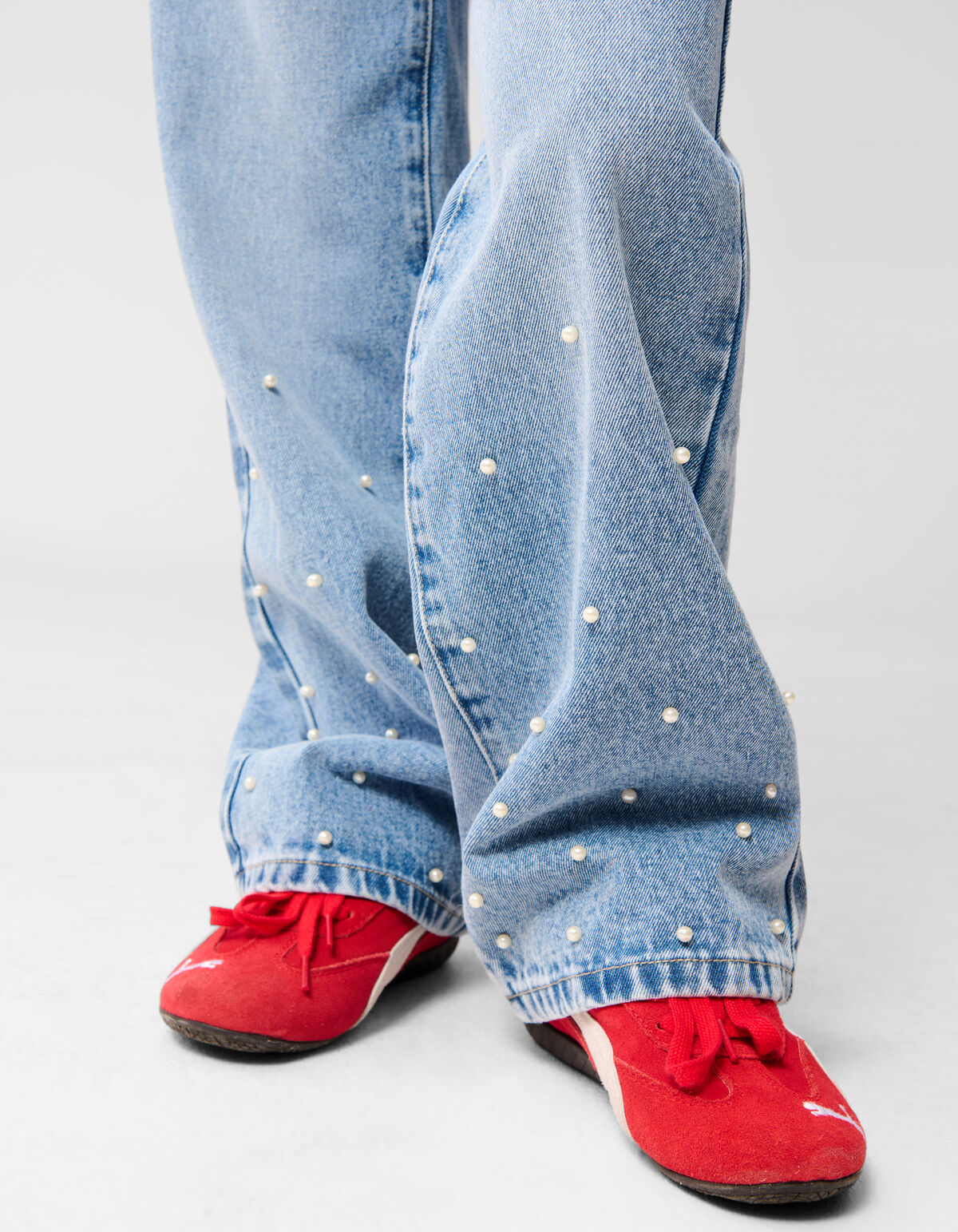 Parel Wide Leg Fit Jeans Blauw
