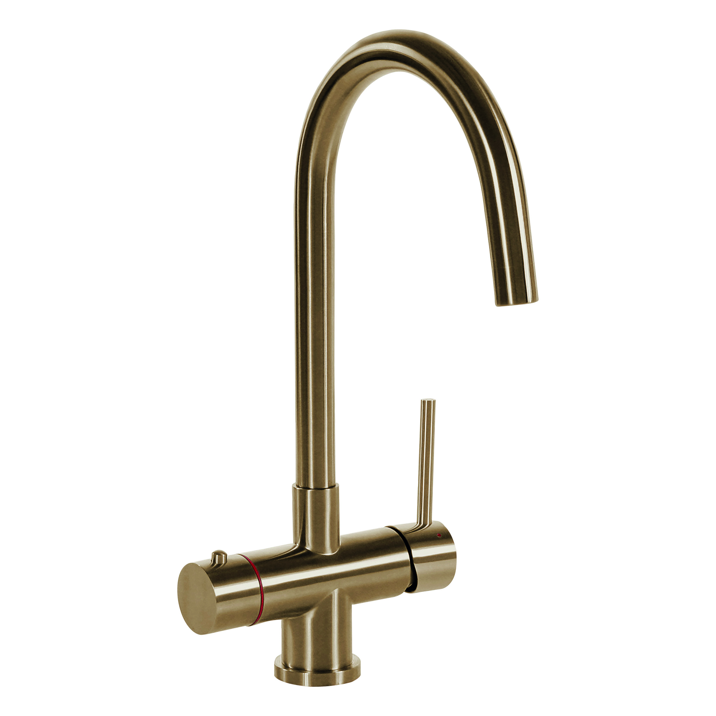 Selsiuz Inox kokend water kraan met single boiler en C-uitloopkraan gold