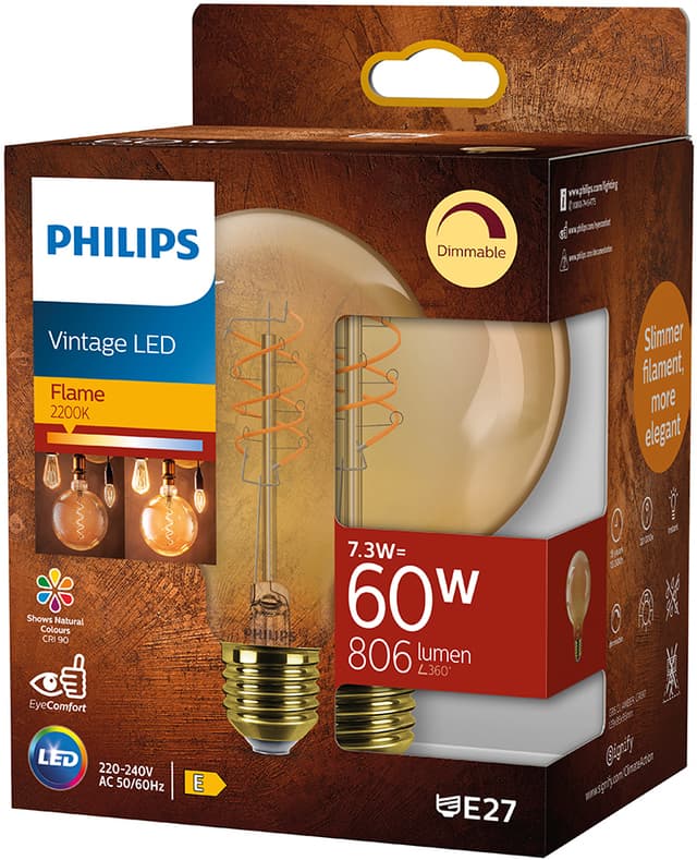Philips LED-pære 7,3W, E27