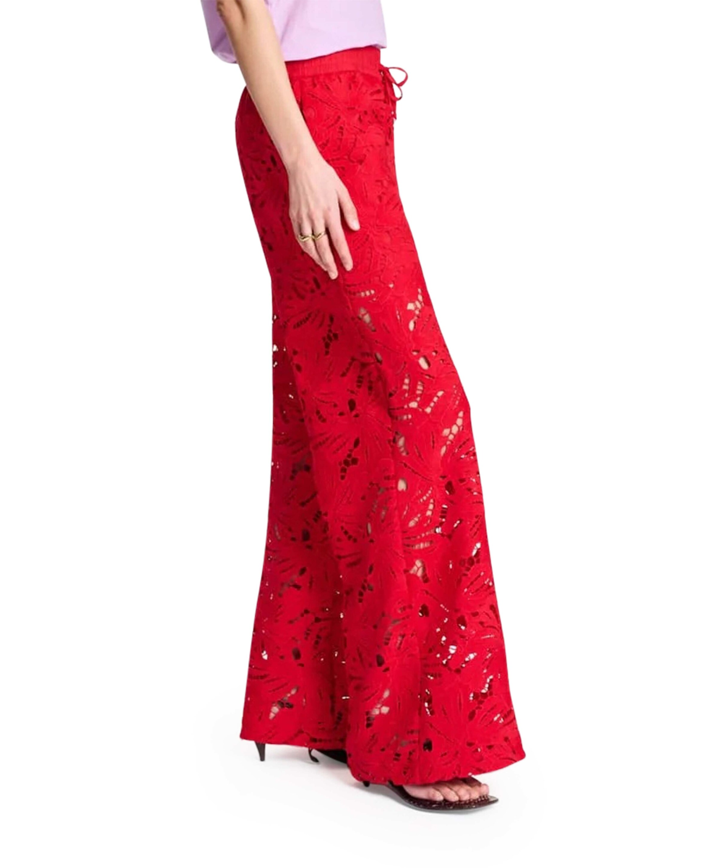 Pom Amsterdam Lace Bloom dames broek rood