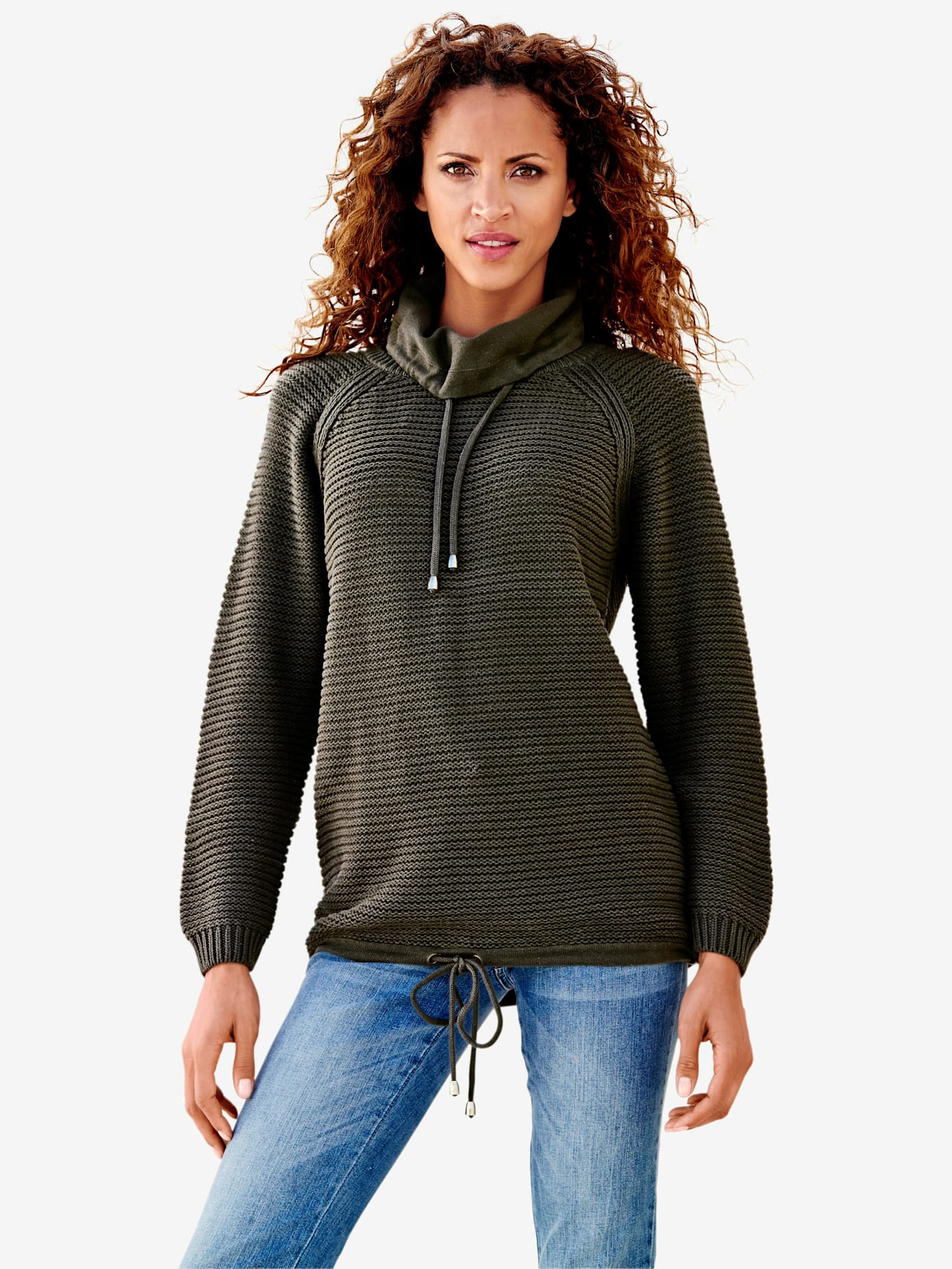 Camionneur tricot grosses mailles avec manches raglan