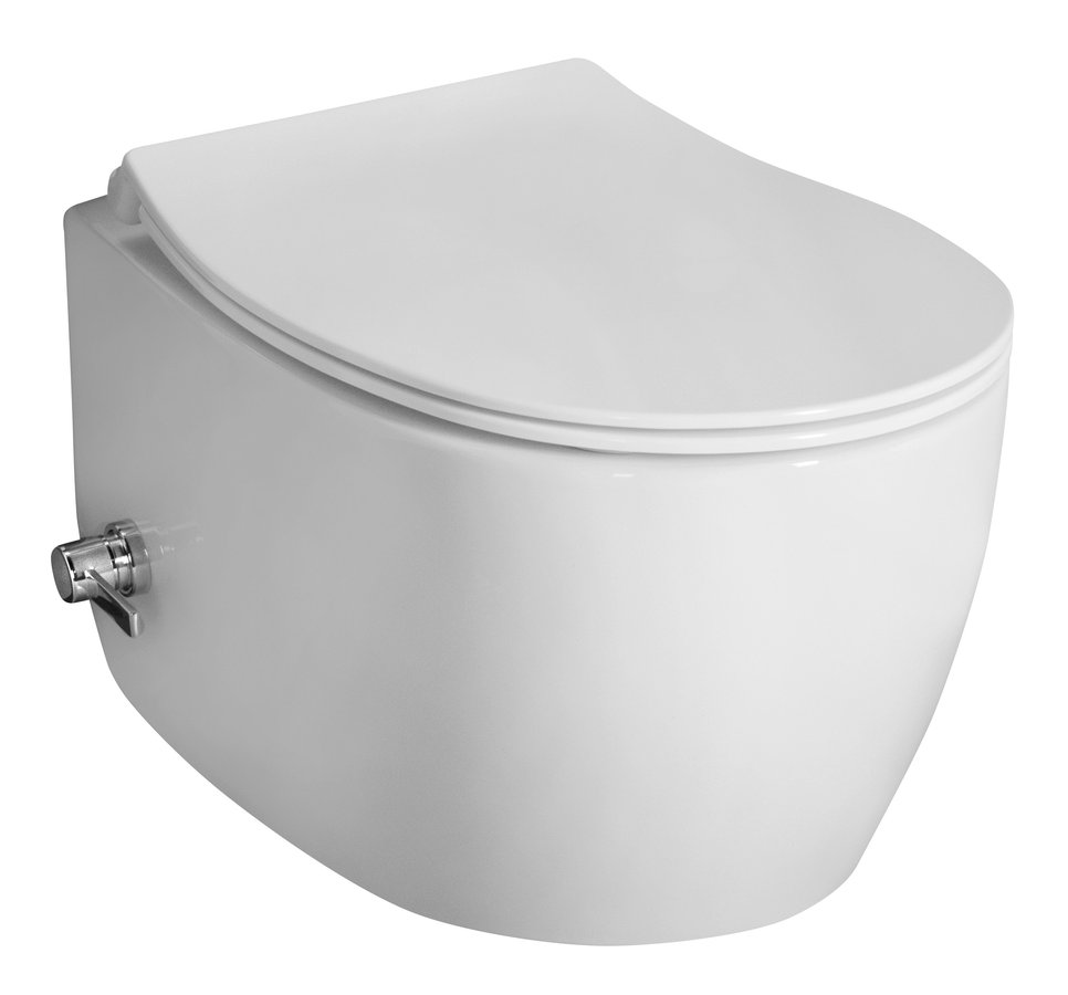 Isvea Sentimenti hangend toilet met bidetsproeier randloos wit