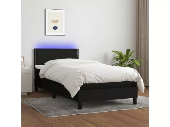 Sommier tapissier avec matelas et LED Noir 90x190 cm Tissu