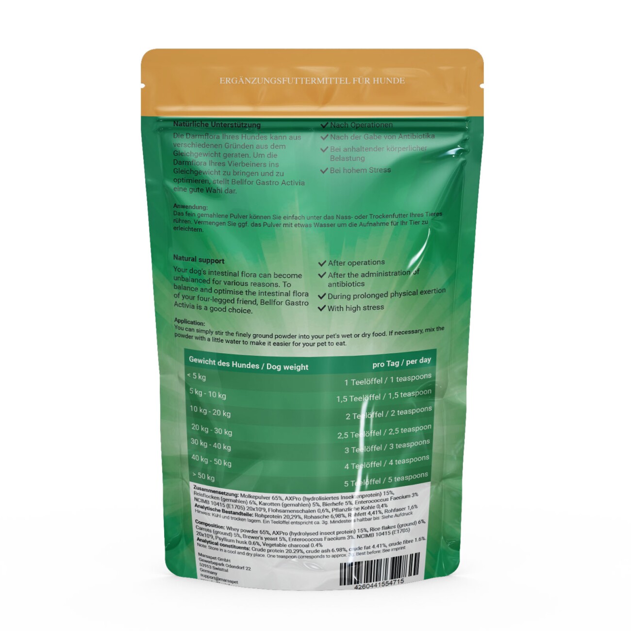 Bellfor Sparset für Hunde mit Ergänzungsfuttermitteln – Vermal (80 g) und Gastro Activia (80 g)