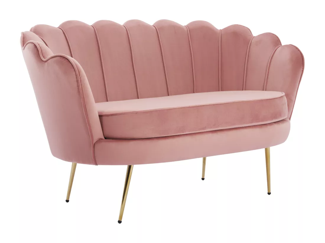 Canapé 2 places coquillage en velours rose DANDELION de Pascal Morabito