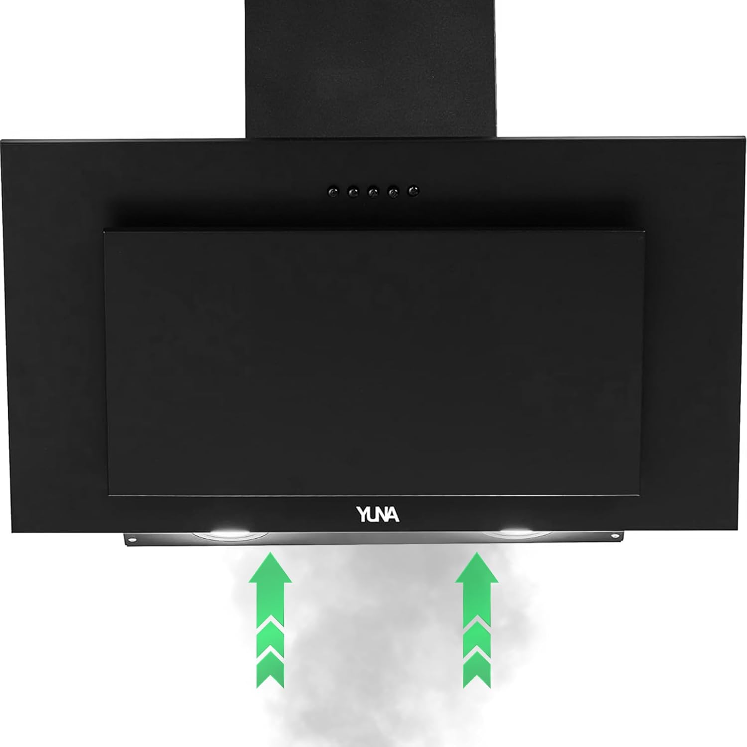 YUNA Dunstabzugshaube SIVA 1360Y 60cm matt schwarz Glasfront 3 Stufen Kopffreihaube Abzugshaube Wandhaube LED Beleuchtung Abluft Umluft
