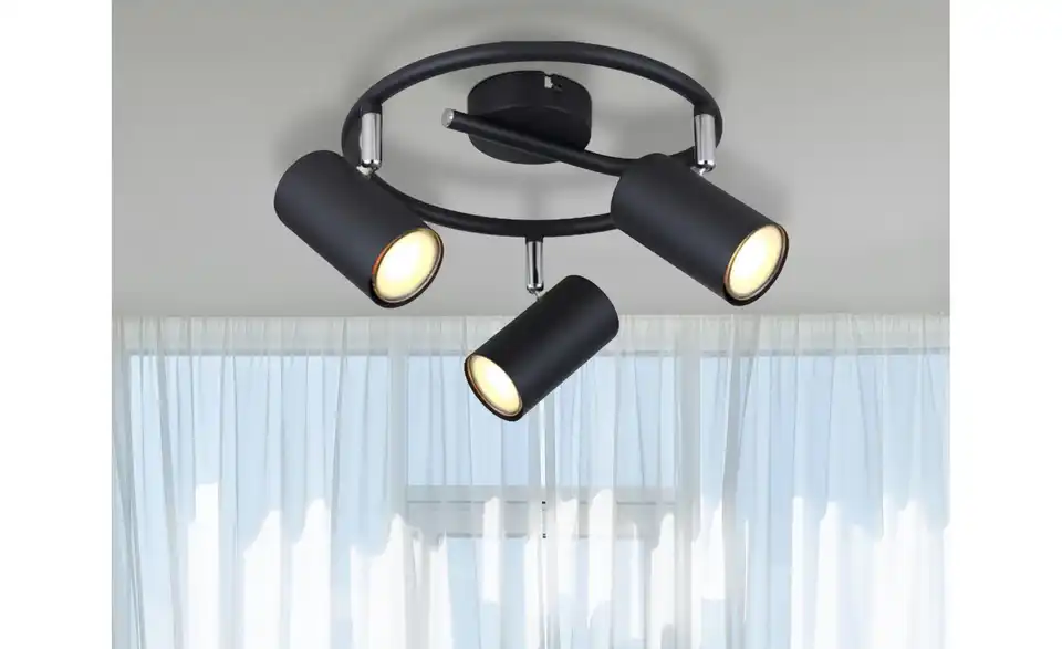 Deckenstrahler 13,5 cm 3-flammig 25 cm 25 cm Schwarz, matt