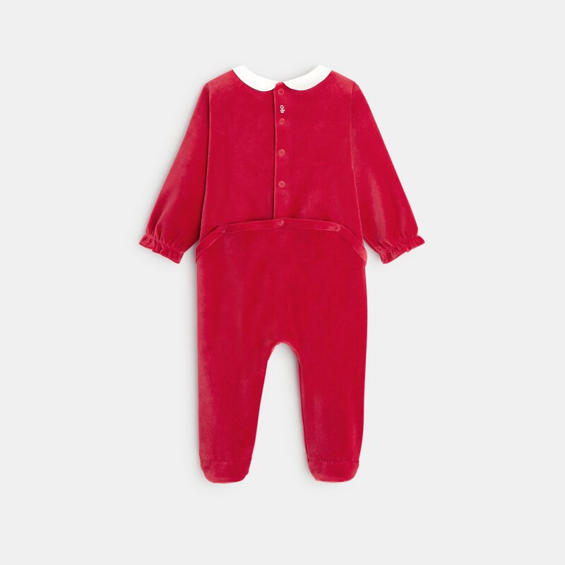 Dors bien velours chaussettes de Noël rouges bébé fille Rouge