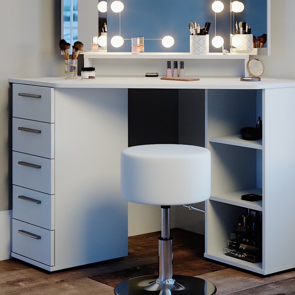 Vicco Eckschminktisch Frisiertisch Frisierkommode Sofia Weiß Spiegel LED Hocker