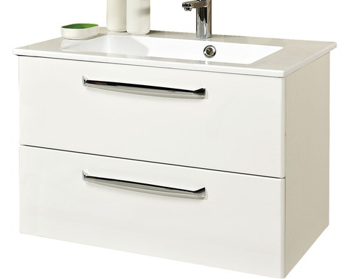 Pelipal Kumba badkamermeubelset, BxHxD 77 x 200 x 50 cm, hoogglans witte fronten met witte mineraalgietwastafel, 99.77012509