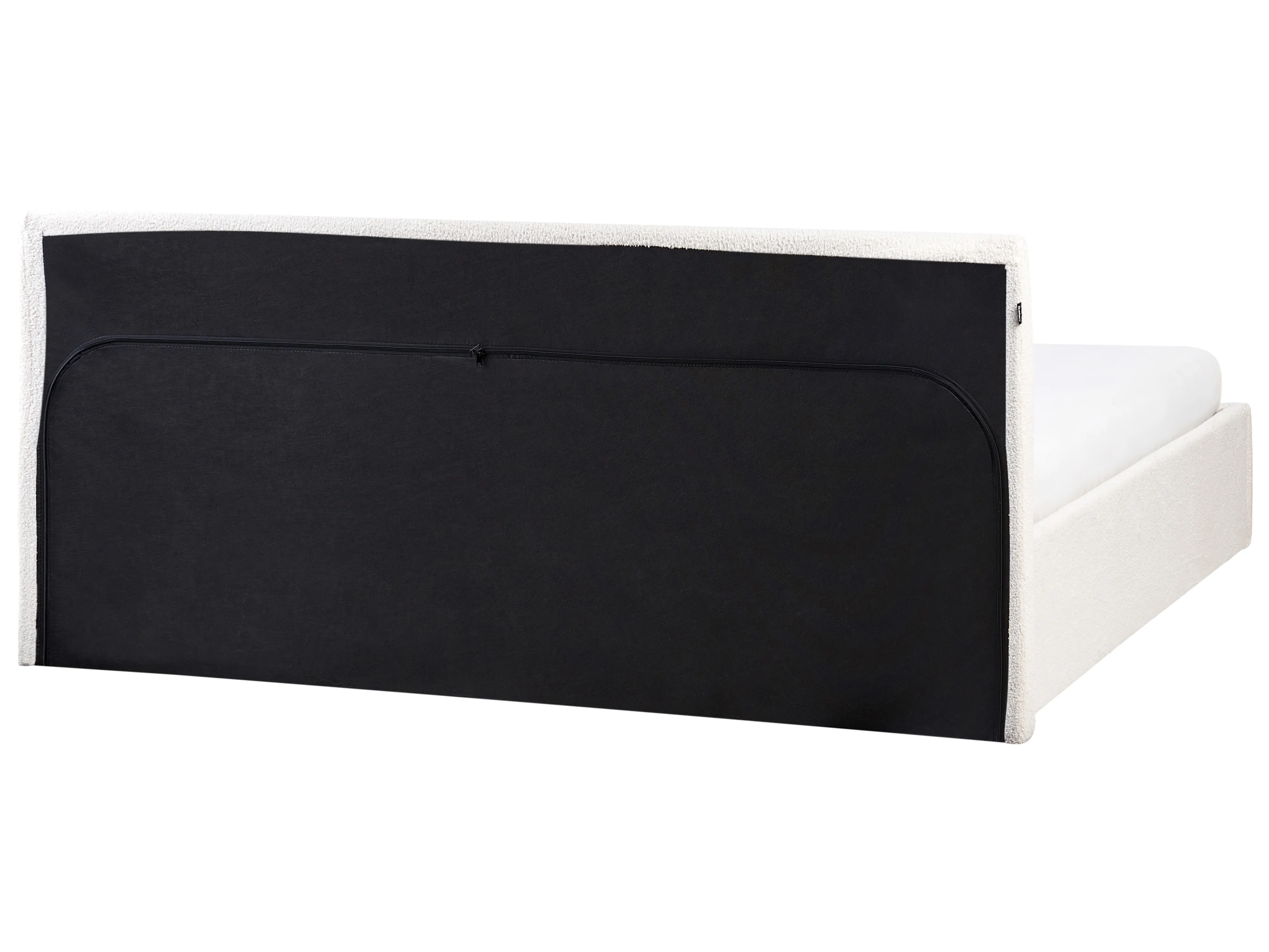 Bed met opbergruimte Bouclé ORBEY 180 x 200 cm Gebroken wit