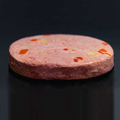 Pacote de hambúrgueres para cães, sabor porco.