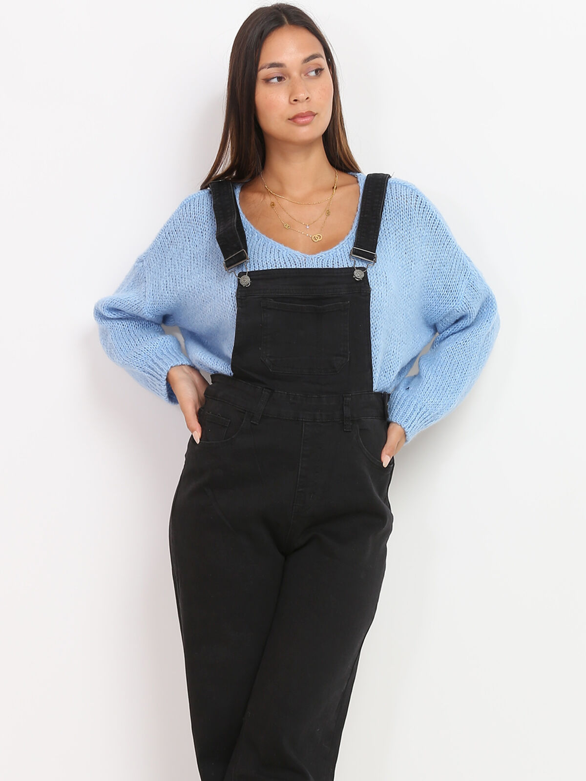 Salopette en jeans- Noir