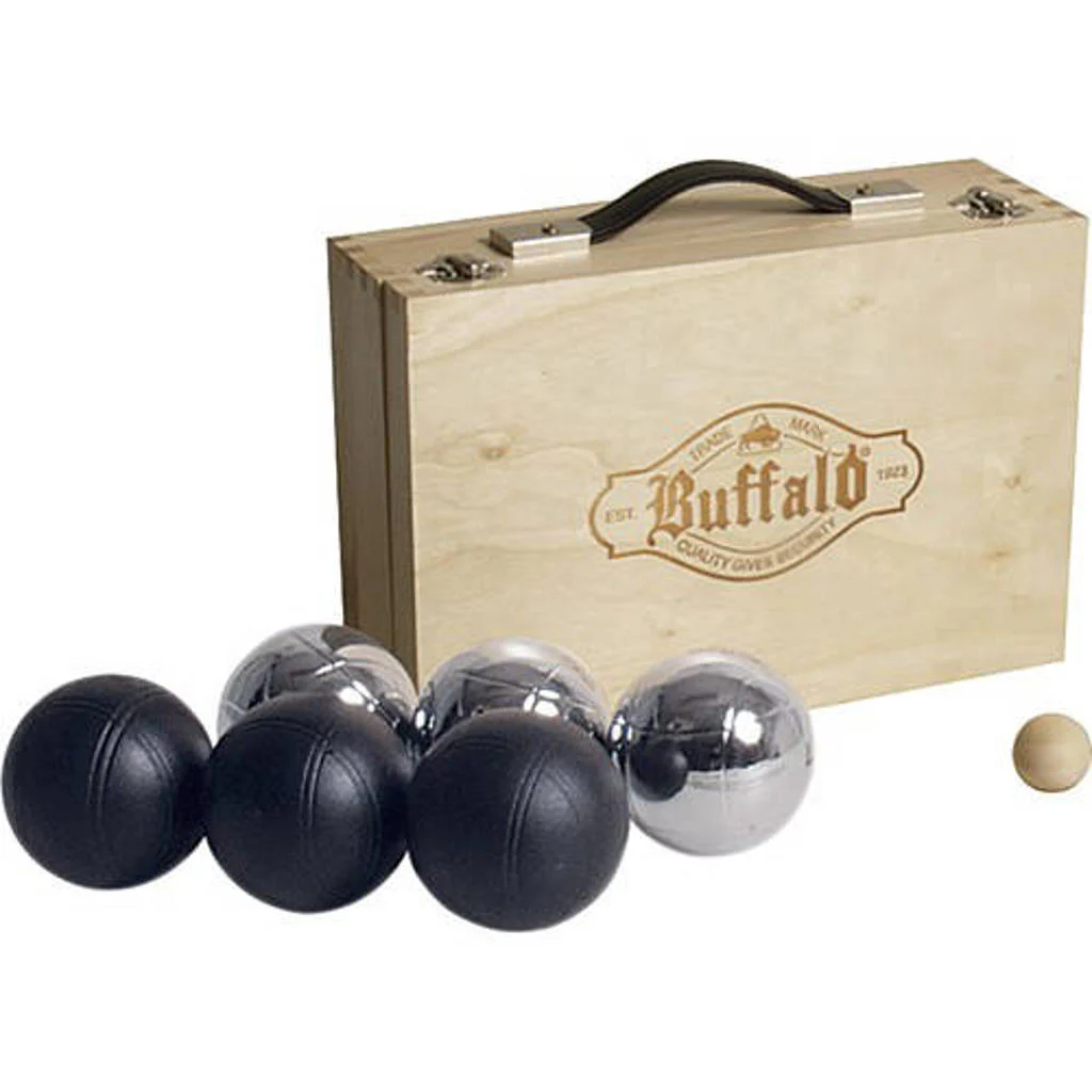 Jeu de boules set gepoedercoat in houten doos