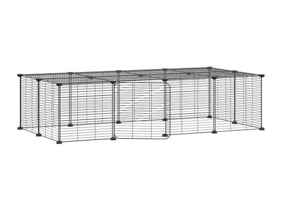 Cage animaux de compagnie à 20 panneaux et porte Noir 35x35 cm