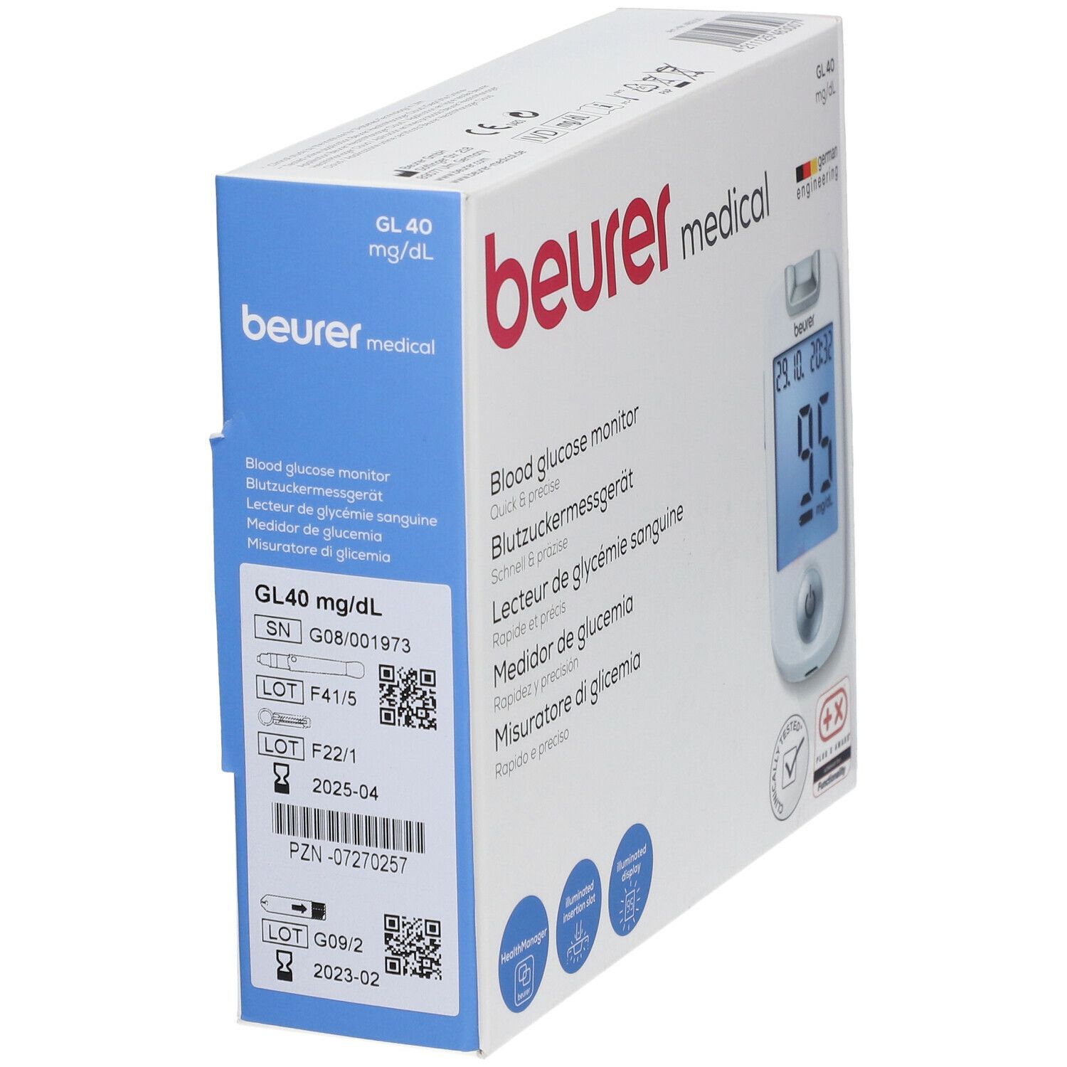 beurer Blutzucker Messgerät GL40 mg/dl