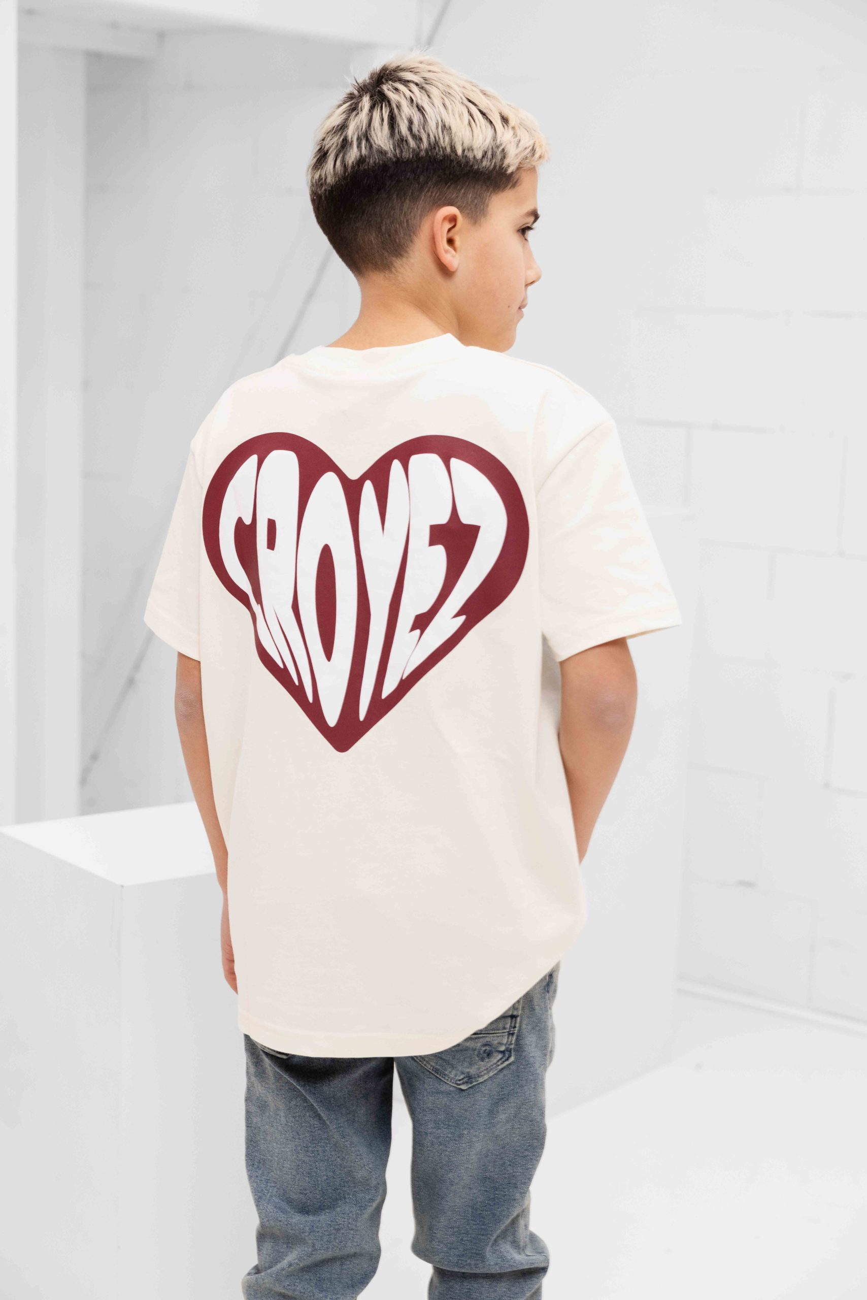 Croyez Mini Puffed Heart T-Shirt Kids Gebroken Wit