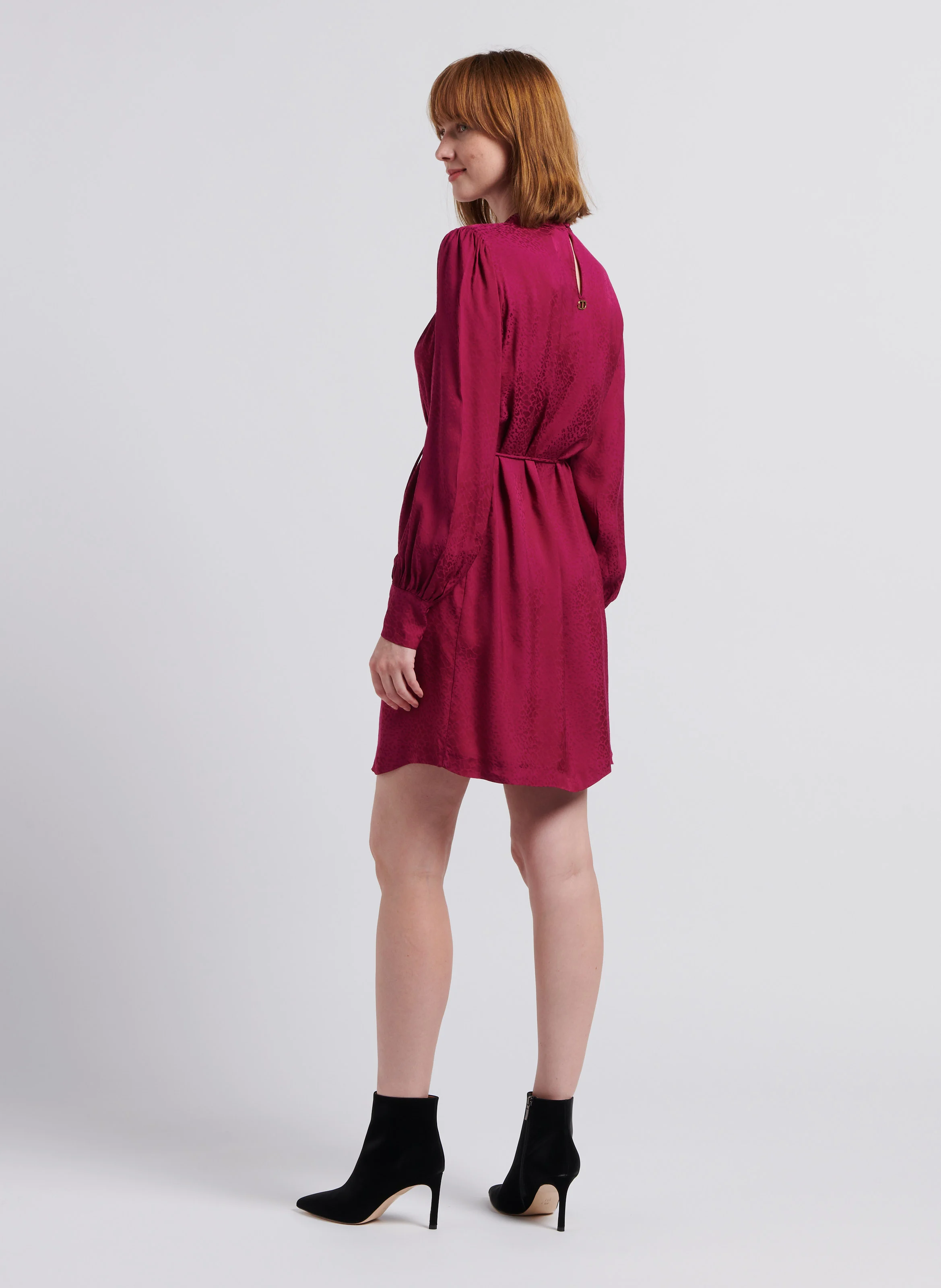 Robe col rond droite | Rose