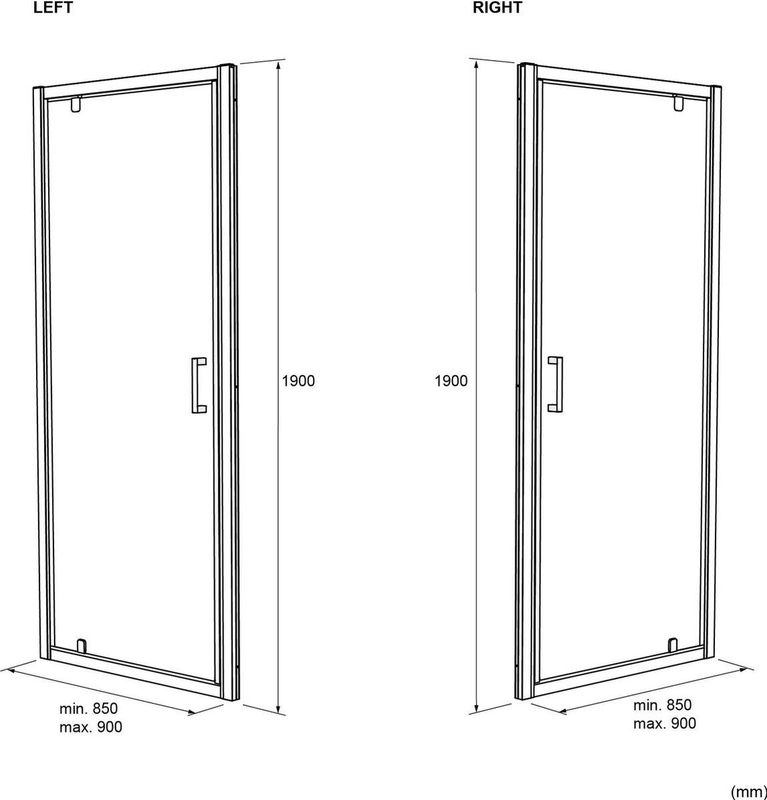 Luca Varess - Vidor - Douche Draaideur - Mat Zwart - 90 x 190 cm - Square Glas